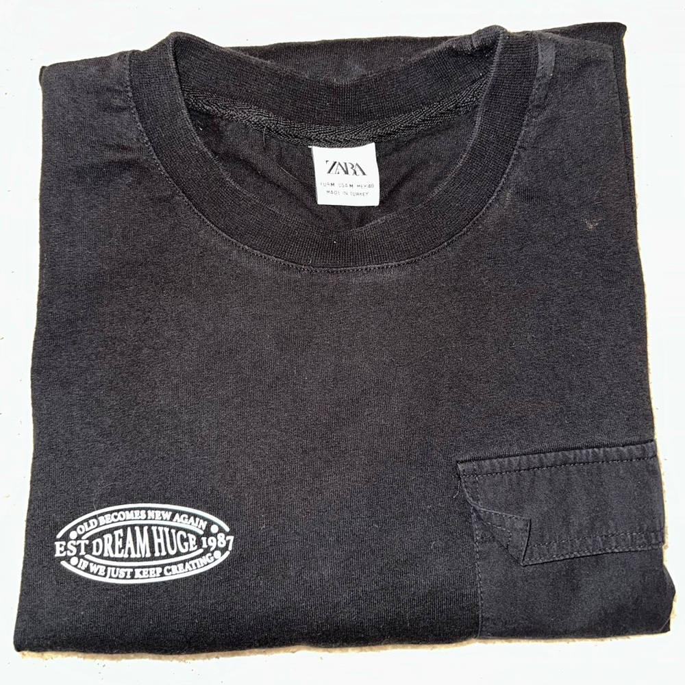 Zara Charcoal Men's Tee with Pocket